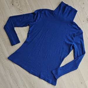 FOIL Fine Merino Wool Turtleneck Fitted Longsleeve Shirt Royal Blue, Med